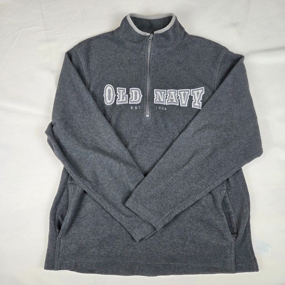 Old Navy Men's XL Gray Fleece 1/4 Zip Pullover Jacket‎ Sweater